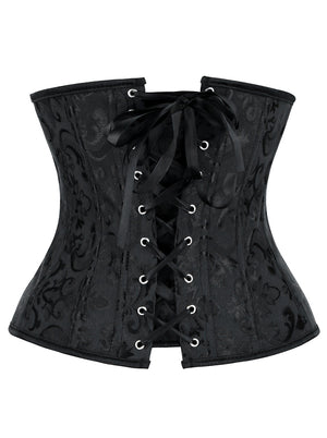 Steampunk Retro Floral Brocade Lace Up Underbust Corset