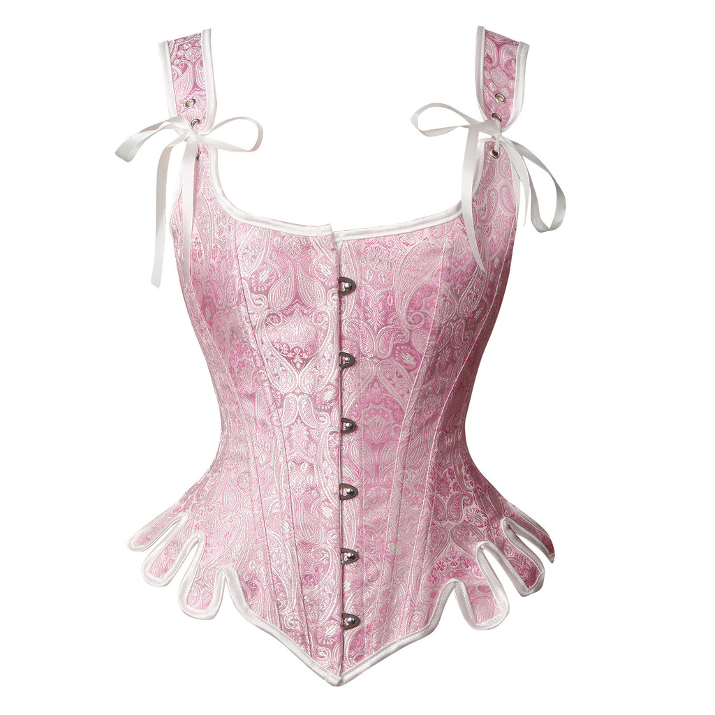 Renaissance Vintage Brocade Lace Up Bustier Overbust Corset Top