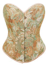 Charmian Women's Floral Lace Up Boned Overbust Corset Bustier Bodyshaper Top Green Main Image