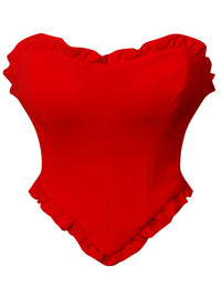 Charmian Women's Fashion Strapless Heart-Shaped Open Back Lace Up Bustier Top Red Main Image