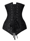 Elegant Classical Vintage Women Black Brocade Punk Steampunk Strapless Underbust Corset Tops Back View