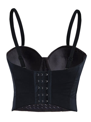 Steampunk Sexy Spaghetti Straps Rivets Beads Push Up Sports Bras Back View