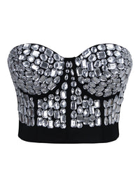 Punk Rhinestone Push Up Bra Clubwear Party Bustier Crop Top Main Image