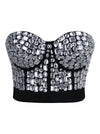 Punk Rhinestone Push Up Bra Clubwear Party Bustier Crop Top