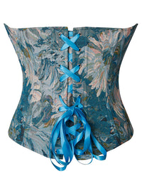 Blue Costume Floral Halloween Short Torso Curvy Corset Back View