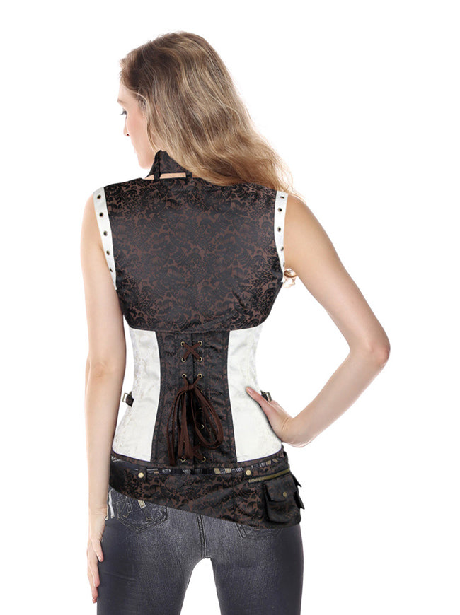 Victorian Gothic Jacquard Overbust Corset with Shrug Jacket and Belt