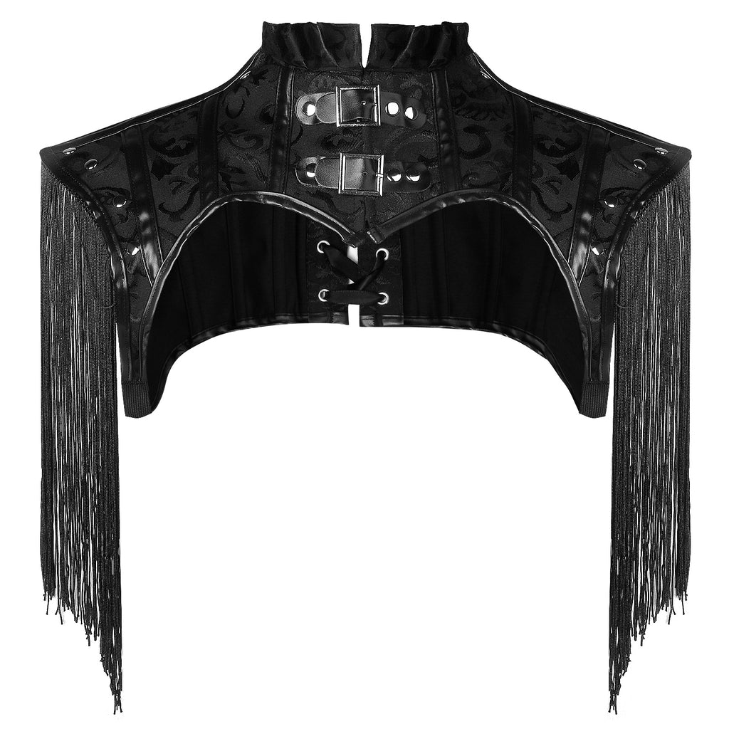 Charmian Women's Steampunk Gothic Leather Costume Shoulder Jacket Shrug Armor Main View