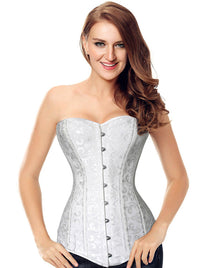 Classic Floral Brocade Boning Long Torso Waist Training Corset