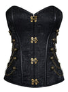 Steampunk Gothic Spiral Steel Boned Brocade Waist Cincher Overbust Corset with Chains Main Image