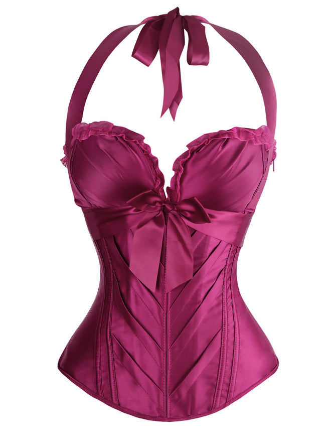 Purple Satin Halterneck Corset Main Image