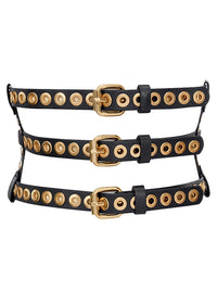 Fashion Faux Leather Metal Hole Retro Buckle Waist Cinch Belt Main View