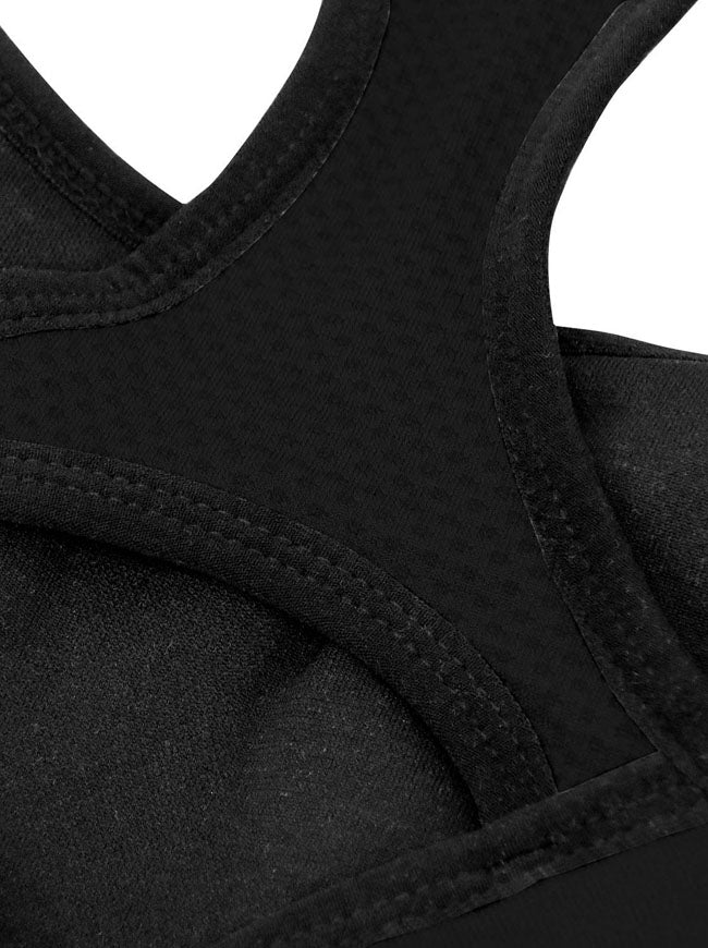 Black Yoga Womens Racerback Daily Casual Vintage Sport Bra Detail View