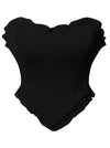 Charmian Women's Fashion Strapless Heart-Shaped Open Back Lace Up Bustier Top Black Main Image