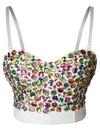 Women's Colorful Rhinestone Push Up Clubwear Bustier Crop Top Bra Main Image