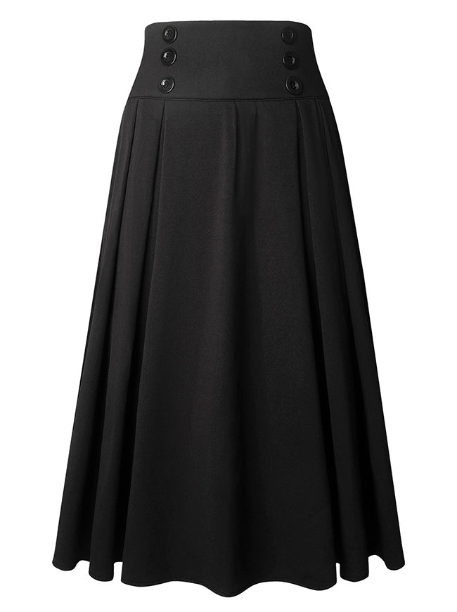 Charmian Women's Gothic Steampunk A-Line High Waist Pleated Vintage Skirt Main Image