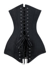 Women's Steampunk 26 Steel Boned Cotton Long Torso Pirate Corset Black Back View