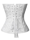 Gothic Retro Satin Elegant Waist Cincher Strapless Overbust White Corset Bustier Tops Back View