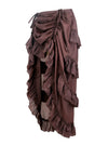 Women's Victorian Cyberpunk High Low Ruffle Party Skirt Coffee Side View