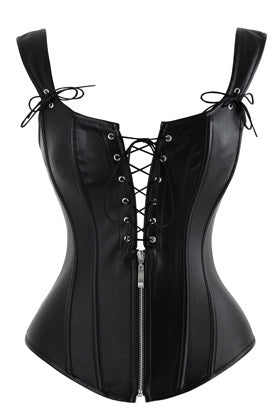 Vaslanda Womens Steel Boned Steampunk Corset Gothic Bustier Faux Leather  Waist Cincher Vest Clothing, Shoes & Jewelry
