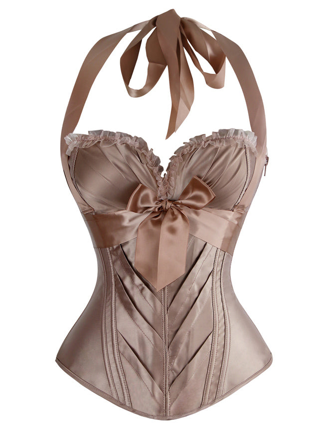Buy BROWN LACE-UP HALTER STRAP CORSET for Women Online in India