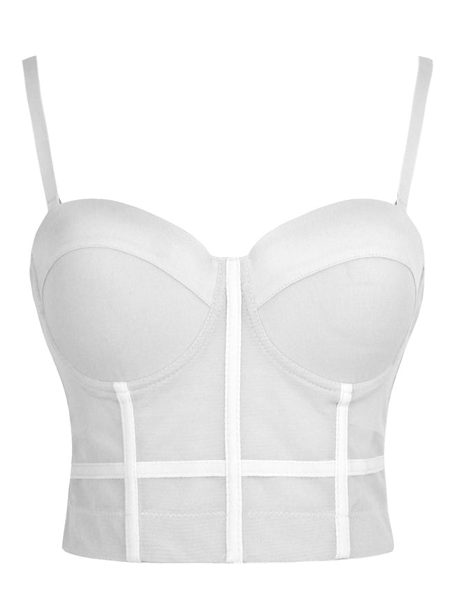 Vest Style Rhinestone Corset Anti-Light Comfortable Body Sculpting Wrap  Chest Gathered Breathable Bra Outer Wear (Color : White, Size : 34B/75)