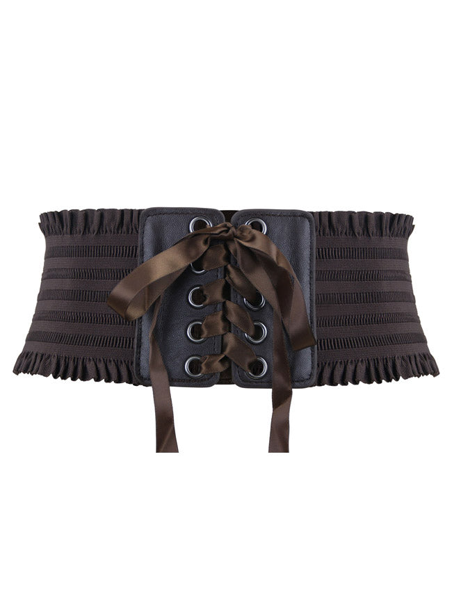  Black Leather Corset Belt Wide Waist Cincher for Women