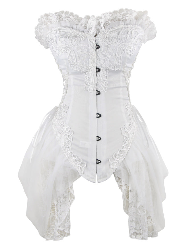 Corset Dress White Renaissance Blouse Sexy Underbust Corset Tops Gothic  Floral Skirt Sets 3 Pieces Cosplay Costume Plus Size 6XL - AliExpress