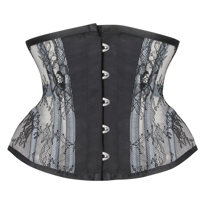 Underbust Black Mesh with Lace Waspie Corset