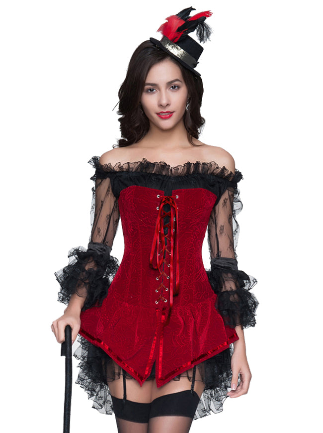 Lace Up Corset Sexy Bustier Women Strapless Corselet Overbust Gothic  Costume Top