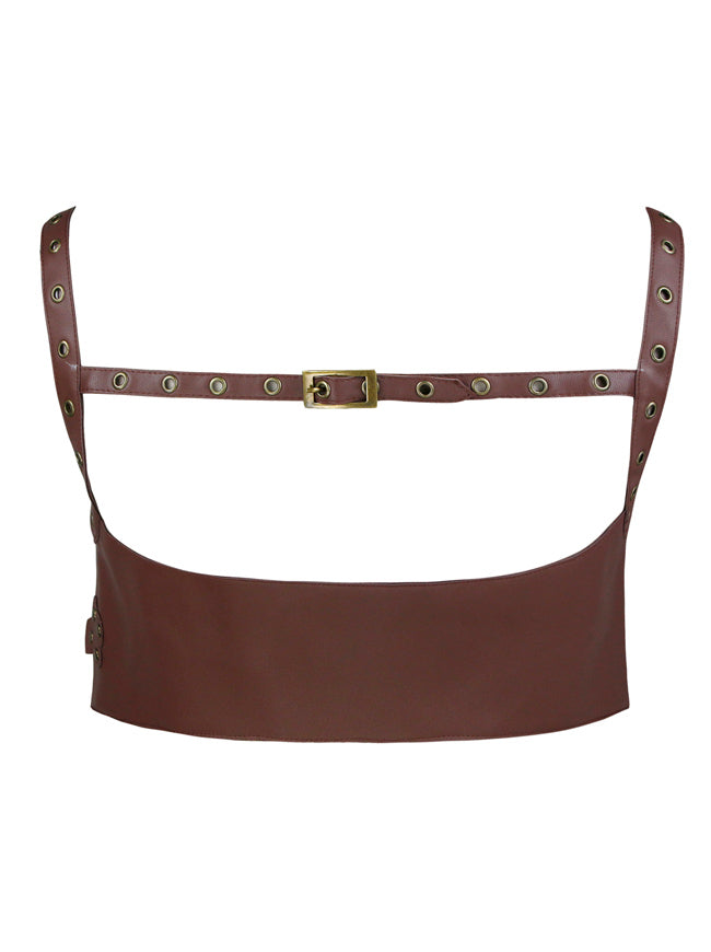 Fashion Show Women PU Leather Chest Body Harness Waist Belt One Strap Corset