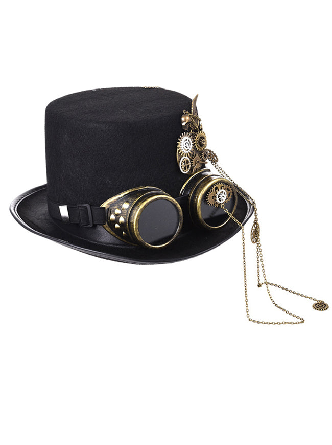 Black Steampunk Top Hat With Goggles Steampunk Goggle, Hat With Veil,  Steampunk Gears, Steampunk Accessories, Steampunk Halloween Costume 
