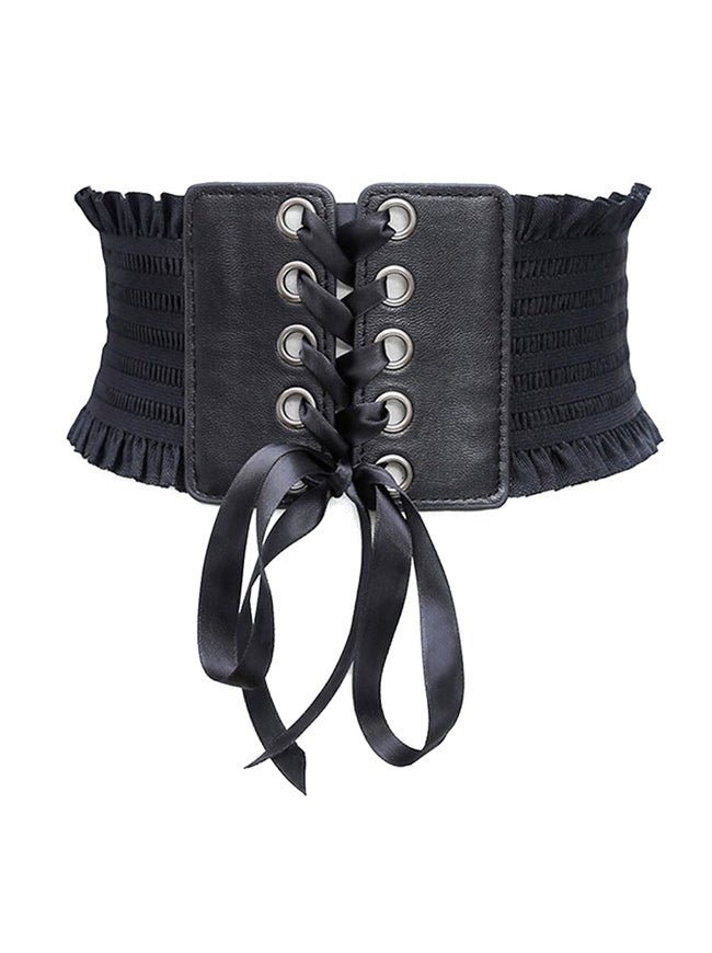 Women's Gothic Faux Leather Underbust Corset Crop Top Adjustable Vest Waist  Belt