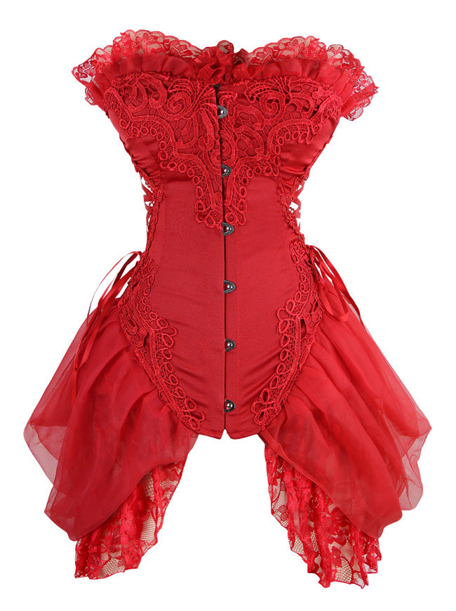 ZoyRa Red Sexy Burst Breast Corset Floral Corset Renaissance Short Top :  : Clothing, Shoes & Accessories