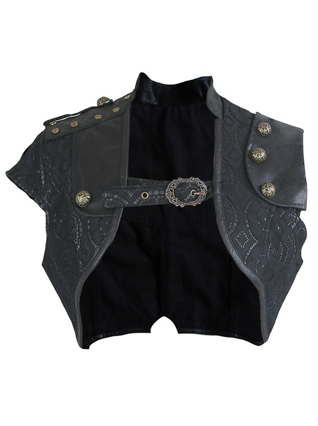 Steampunk Gothic Corset Costume PU Leather Shrug with Chains – Charmian  Corset